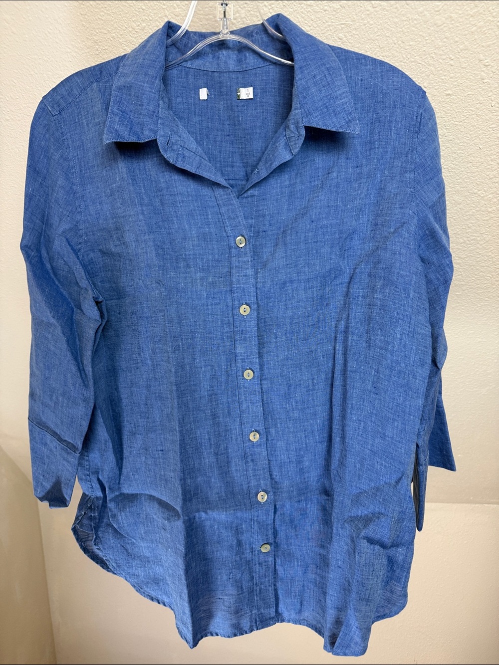 CHICO'S 100% Linen Burrton-down Blouse Size 1